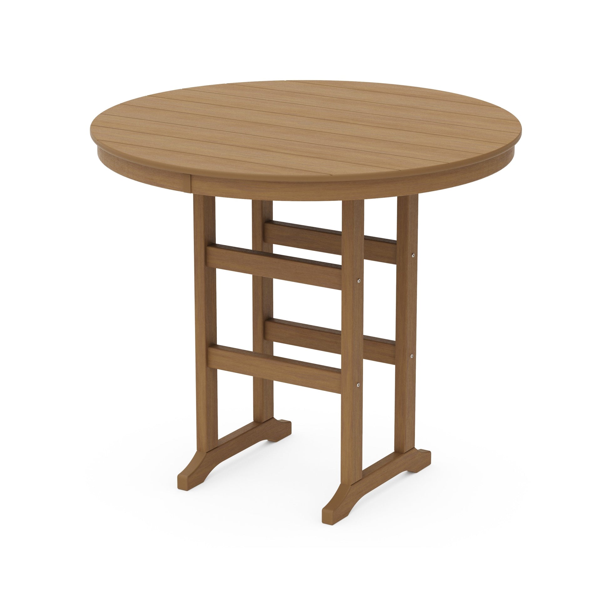 POLYWOOD 48" Round Farmhouse Bar Table — Natural