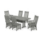 POLYWOOD Acadia 7-Piece Farmhouse Dining Set with Trestle Legs — Slate Grey