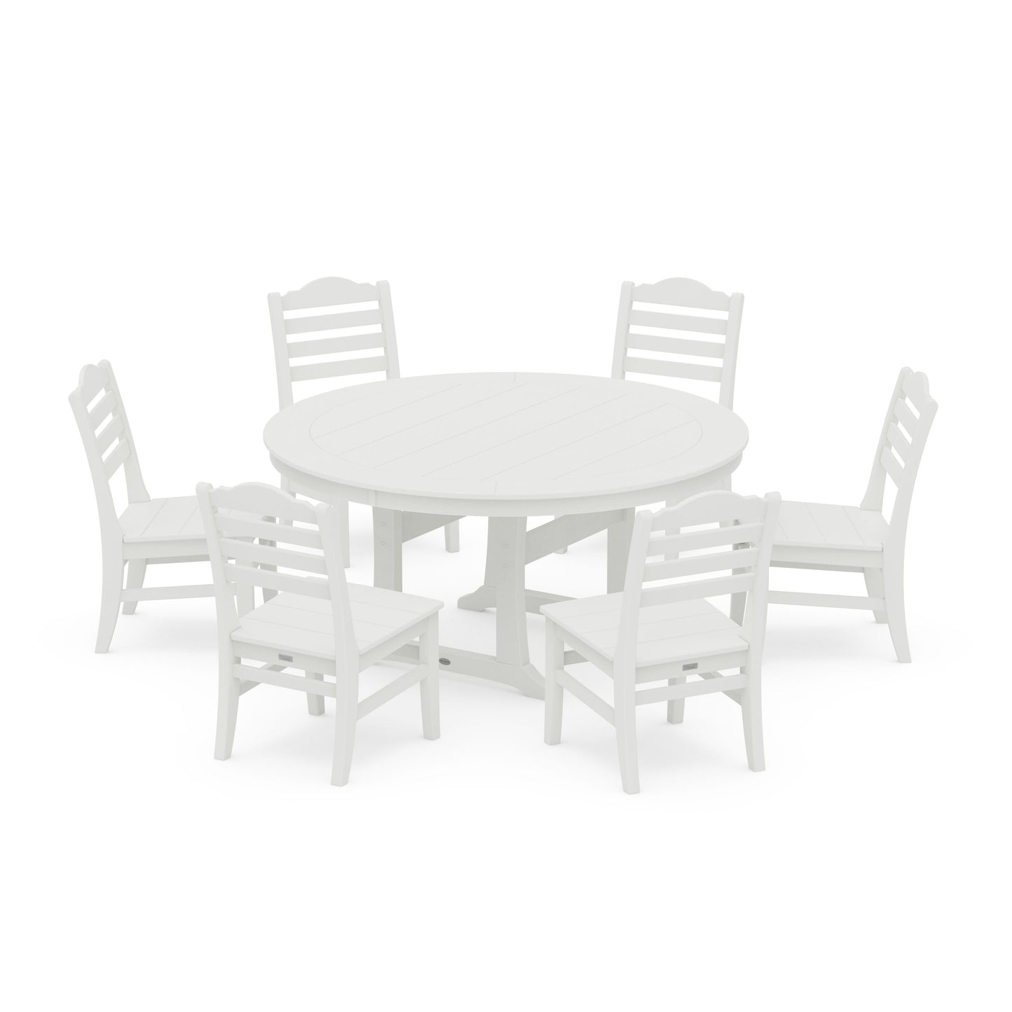 POLYWOOD Savannah 7-Piece Side Chair Round Dining Set — Vintage White