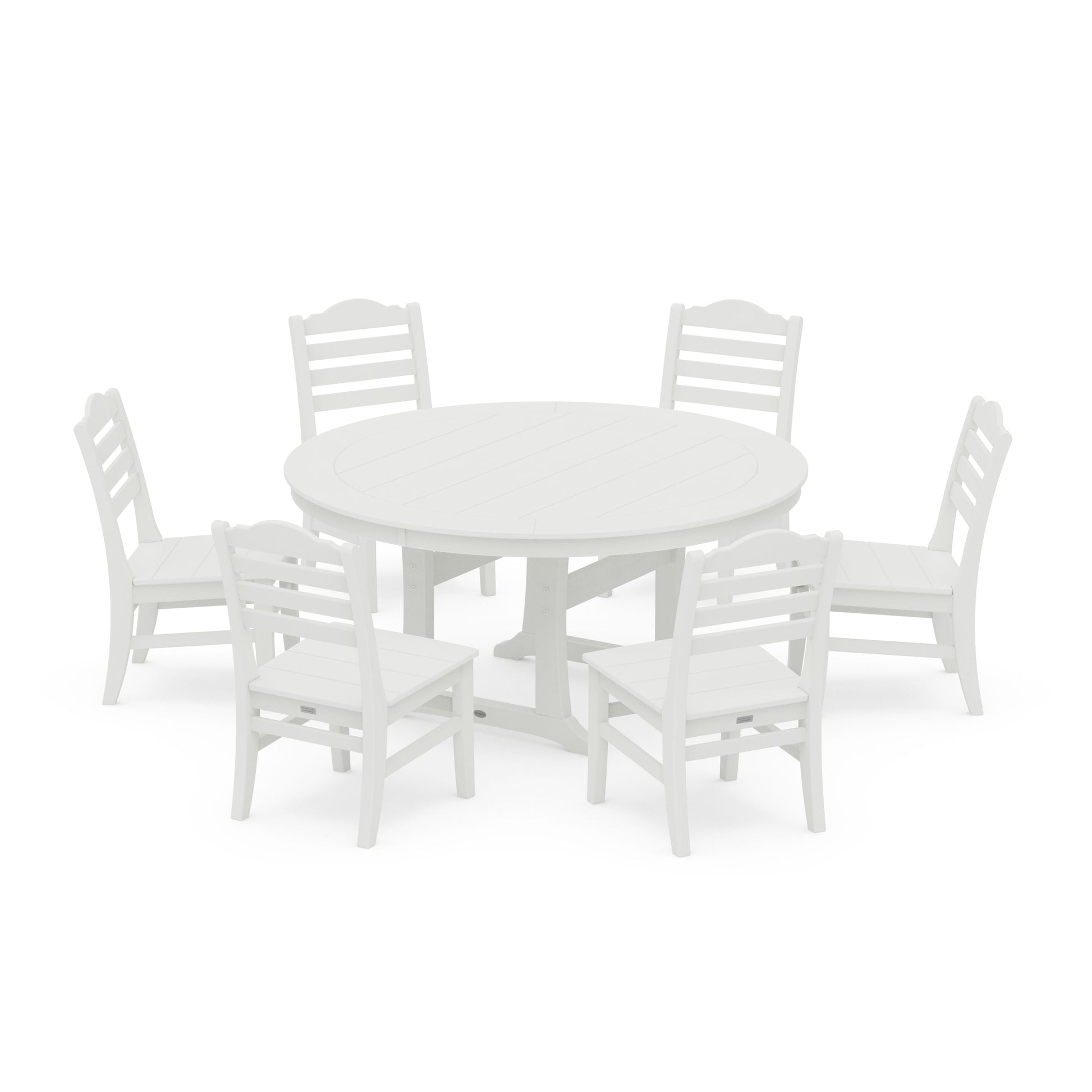 POLYWOOD Savannah 7-Piece Side Chair Round Dining Set — Vintage White