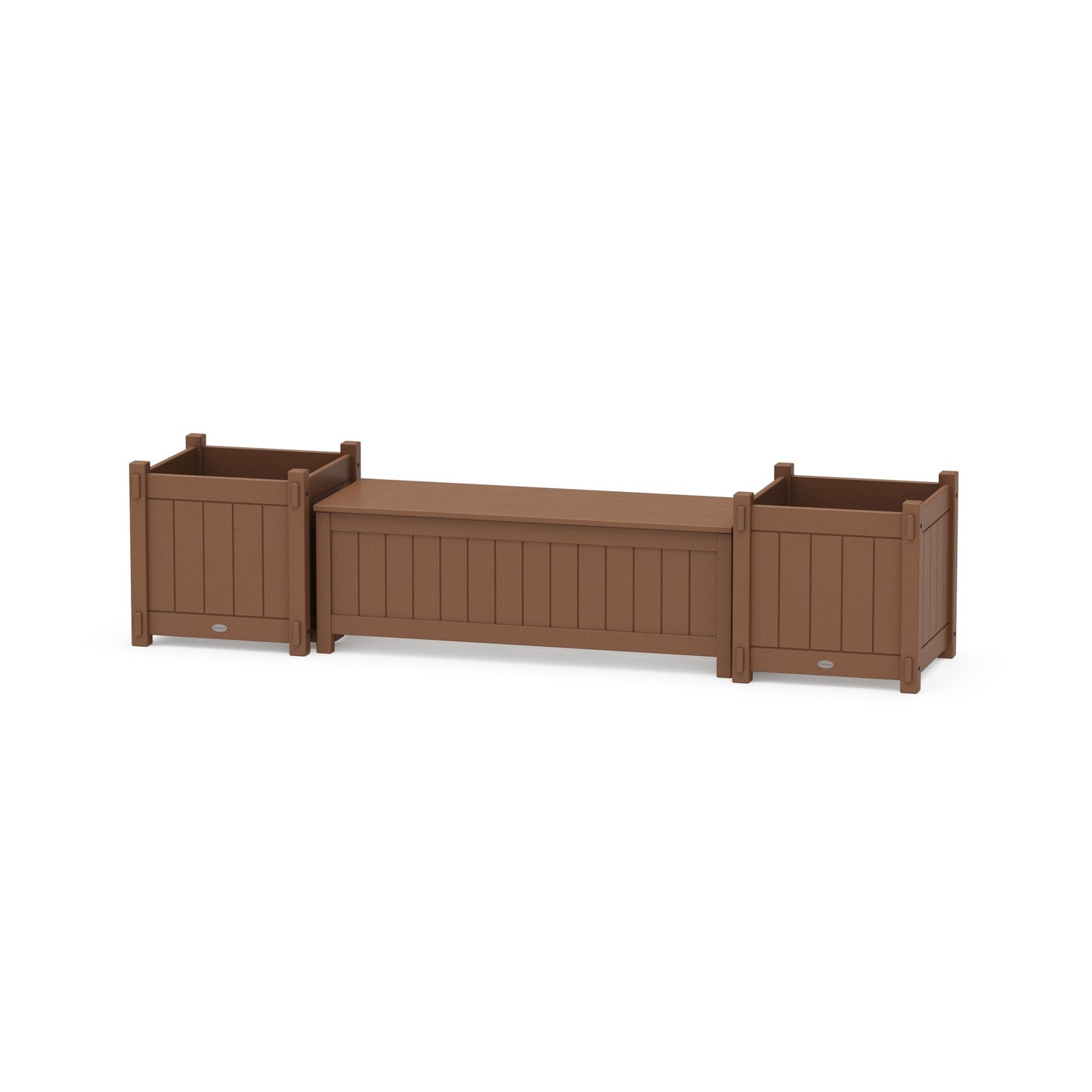 POLYWOOD 48" Vineyard Straight Planter Storage Bench Set- Large — Teak