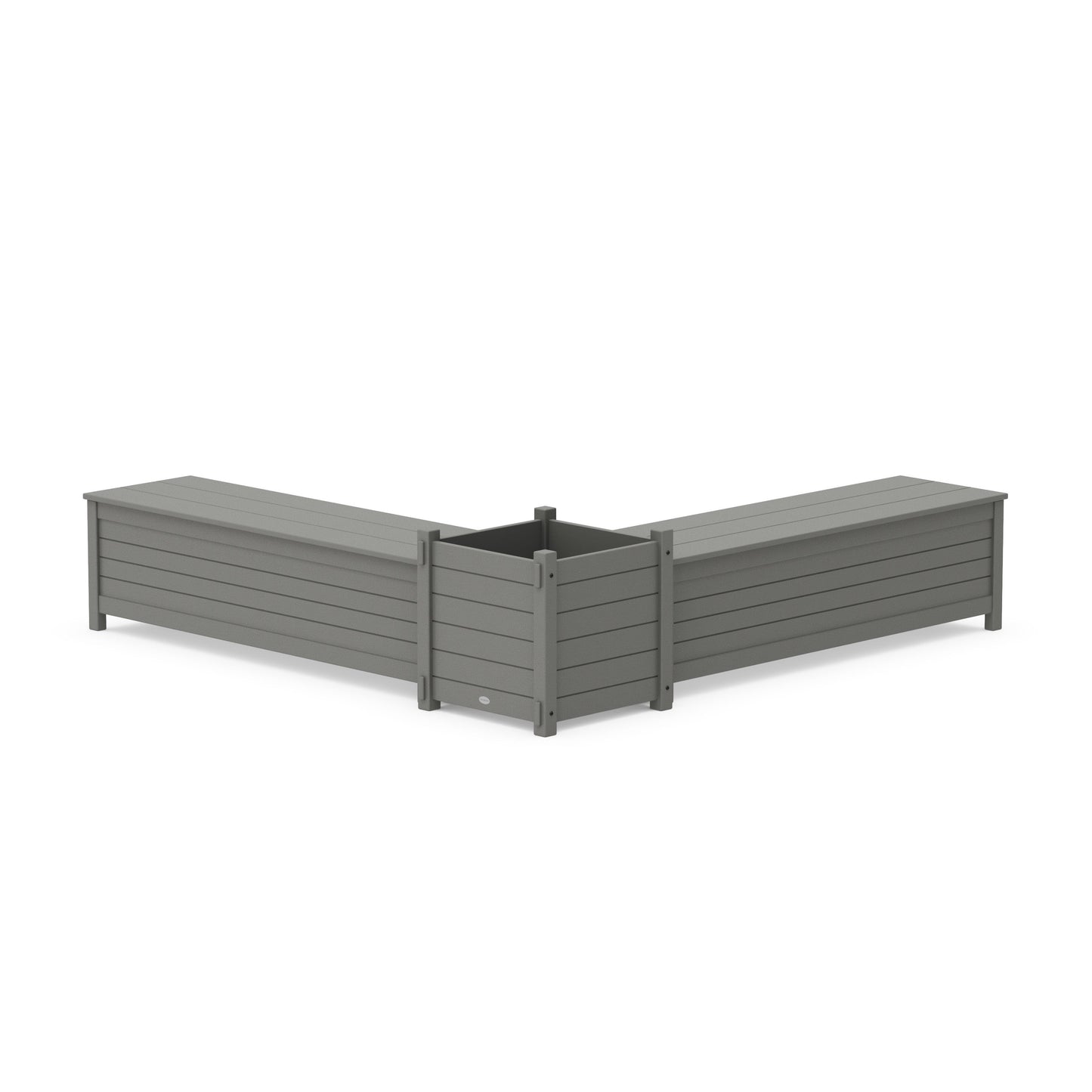 POLYWOOD 60" Nautical L- Shaped Planter Storage Bench Set- Large — Slate Grey