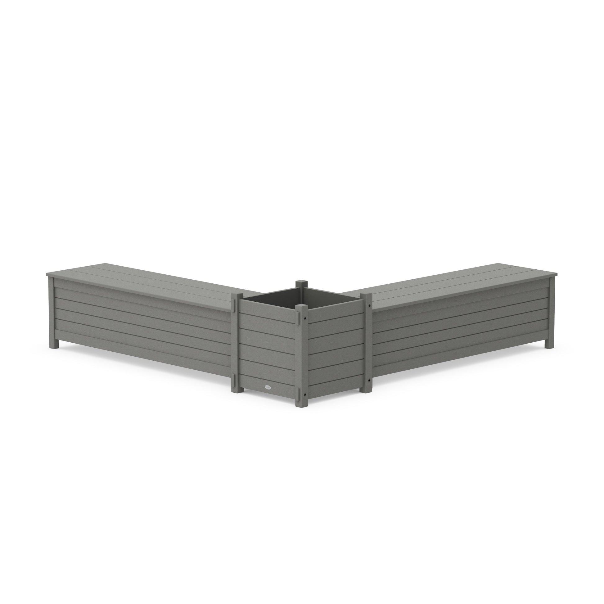 POLYWOOD 60" Nautical L- Shaped Planter Storage Bench Set- Large — Slate Grey