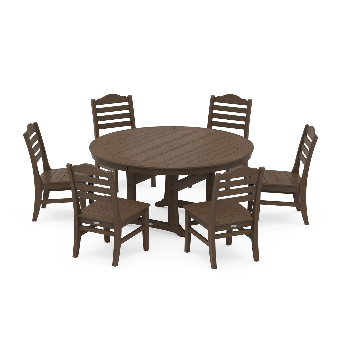 POLYWOOD Savannah 7-Piece Side Chair Round Dining Set — Kona
