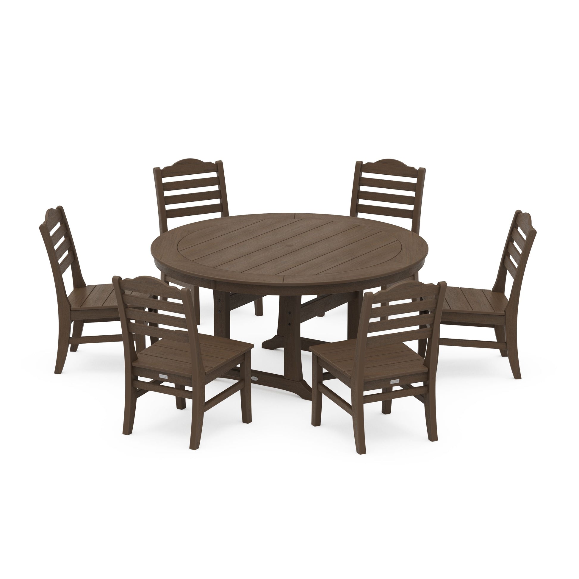 POLYWOOD Savannah 7-Piece Side Chair Round Dining Set — Kona