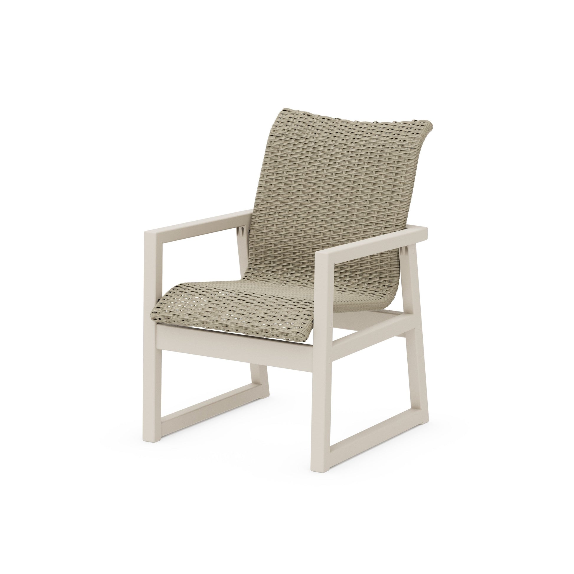 POLYWOOD EDGE Woven Dining Arm Chair — Sand / Dune Grass