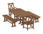 POLYWOOD Braxton 5-Piece Farmhouse Dining Set with Benches — Teak