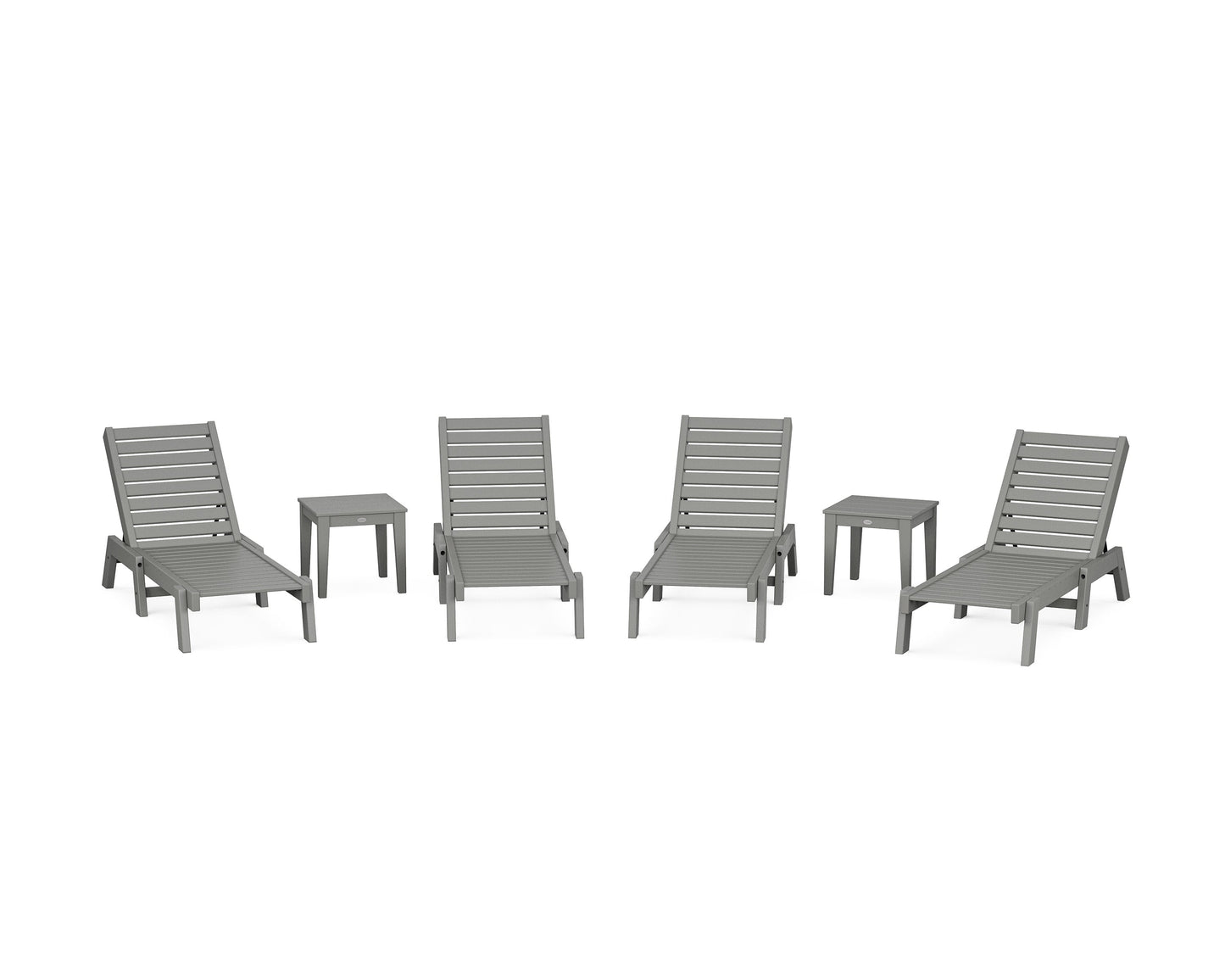 POLYWOOD Captain Chaise 6-Piece Set — Slate Grey