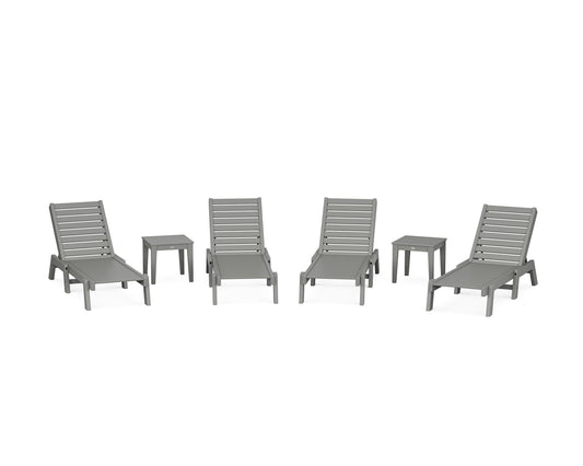 POLYWOOD Captain Chaise 6-Piece Set — Slate Grey
