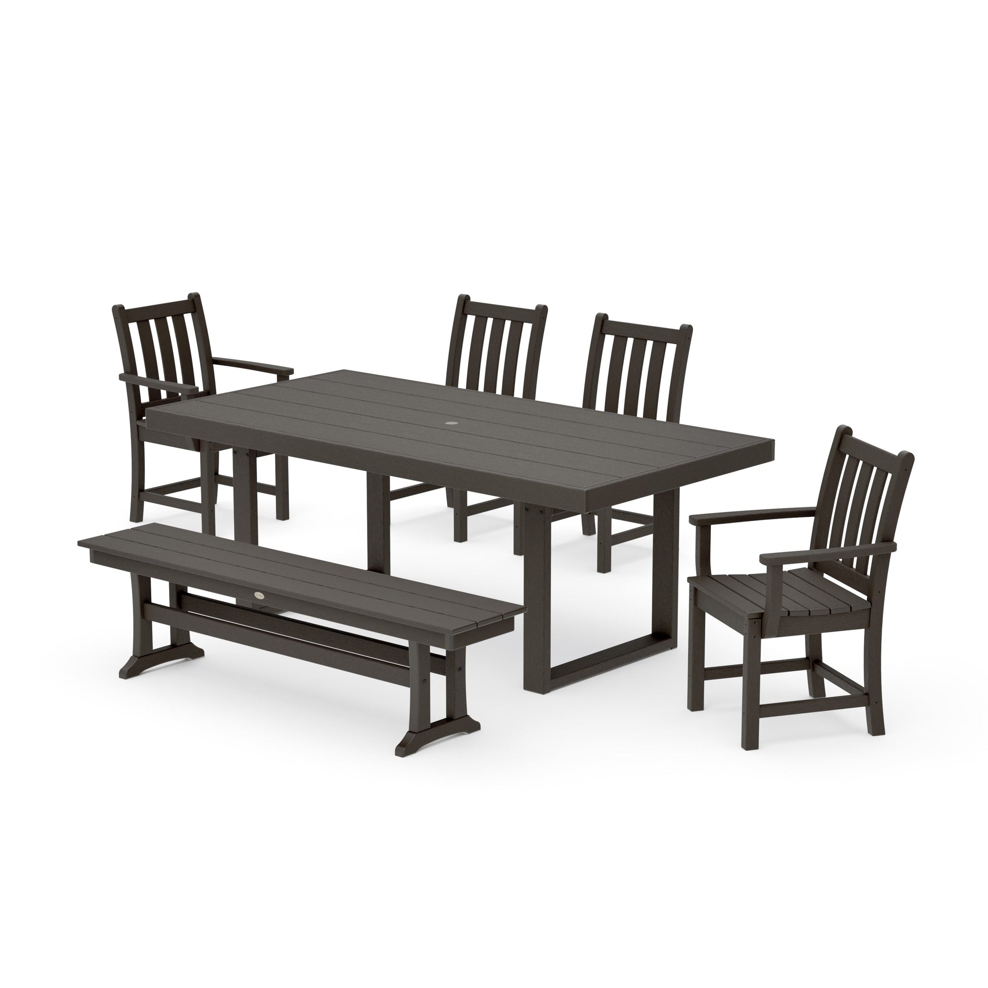 POLYWOOD Traditional Garden 6-Piece Dining Set — Vintage Coffee