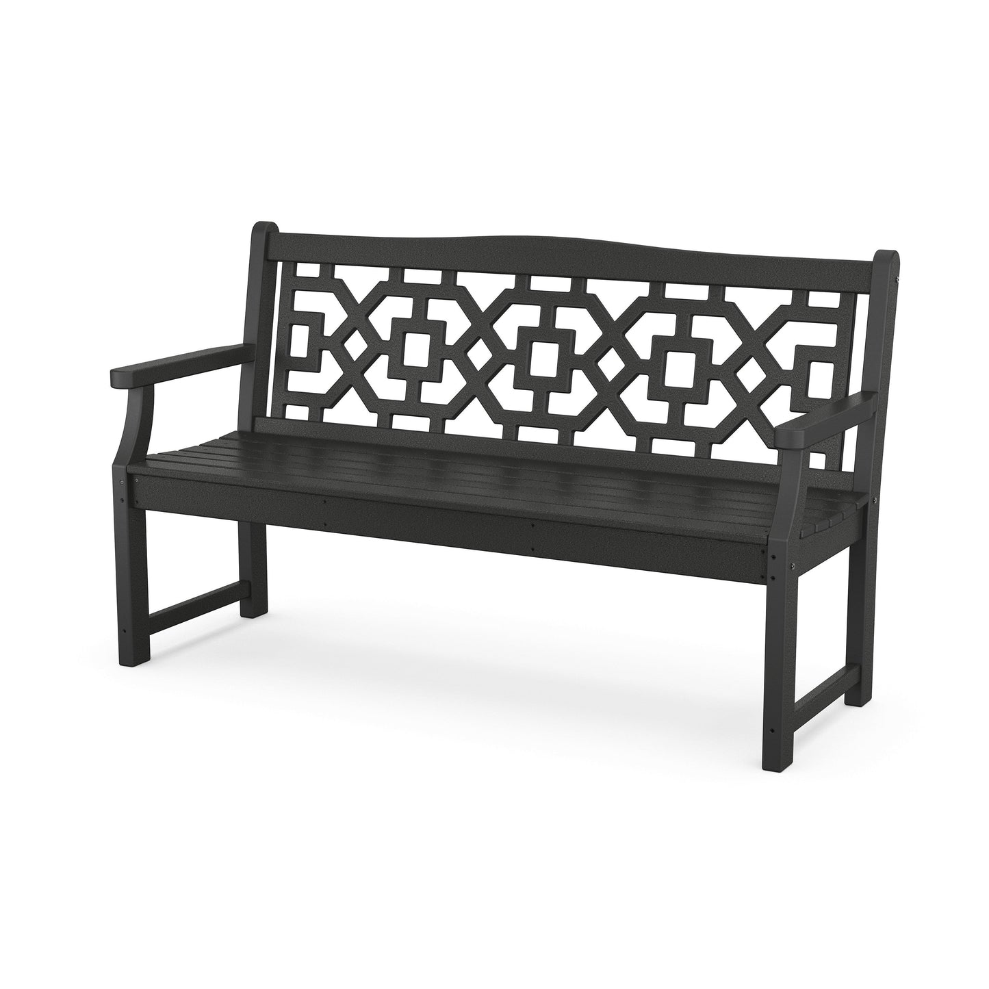 POLYWOOD Chinoiserie 60" Garden Bench — Black
