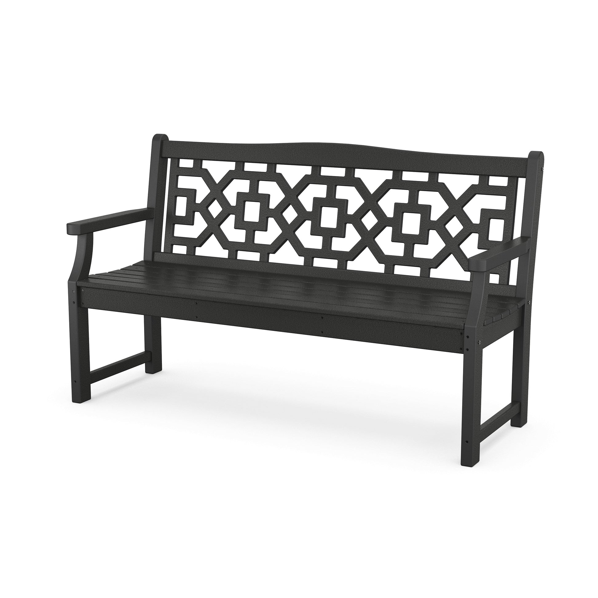 POLYWOOD Chinoiserie 60" Garden Bench — Black