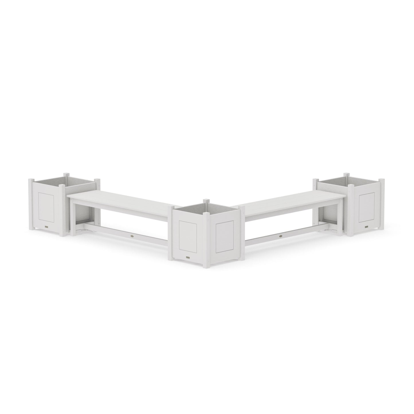 POLYWOOD 60" Country Living L- Shaped Planter Bench Corner Set - Large — Vintage White