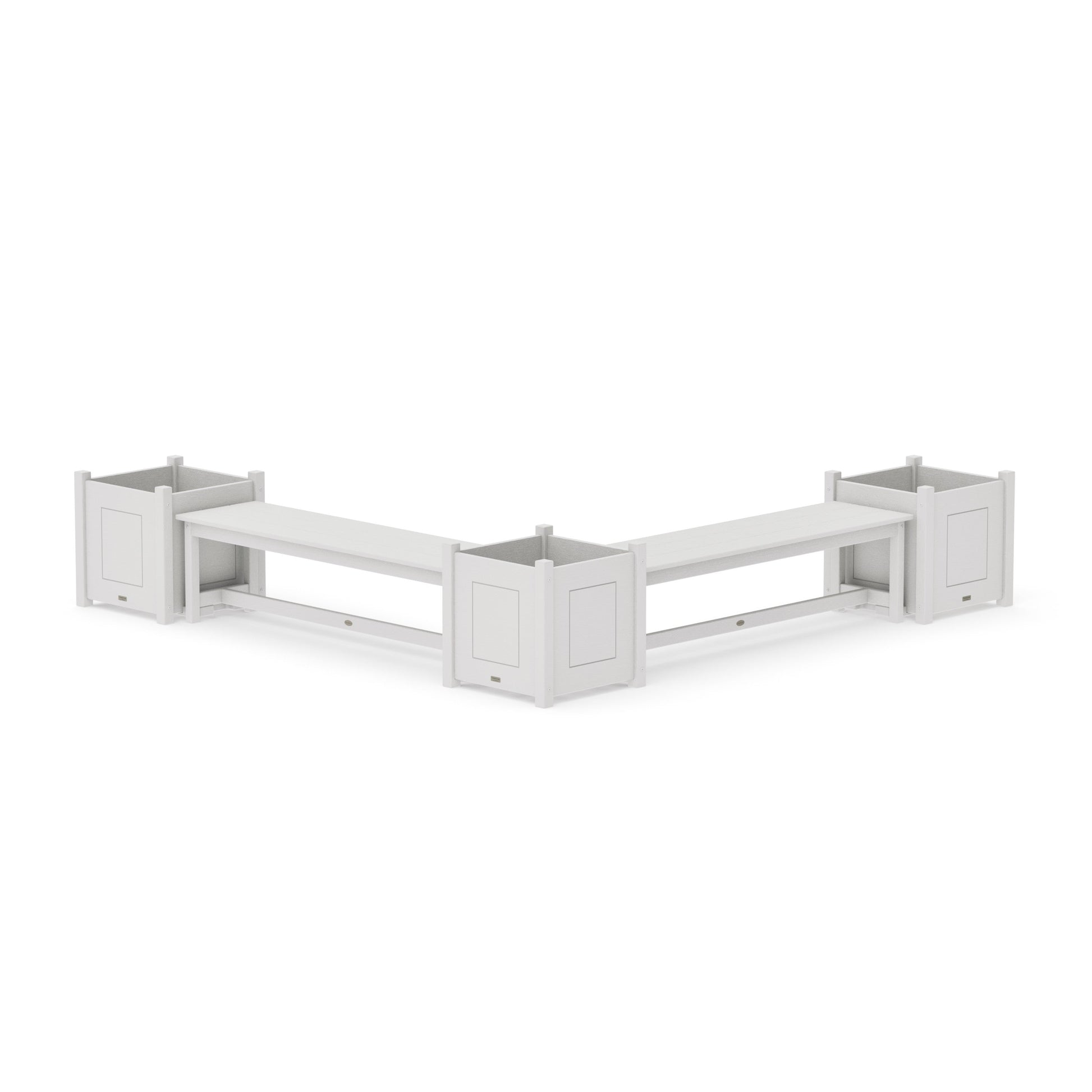 POLYWOOD 60" Country Living L- Shaped Planter Bench Corner Set - Large — Vintage White