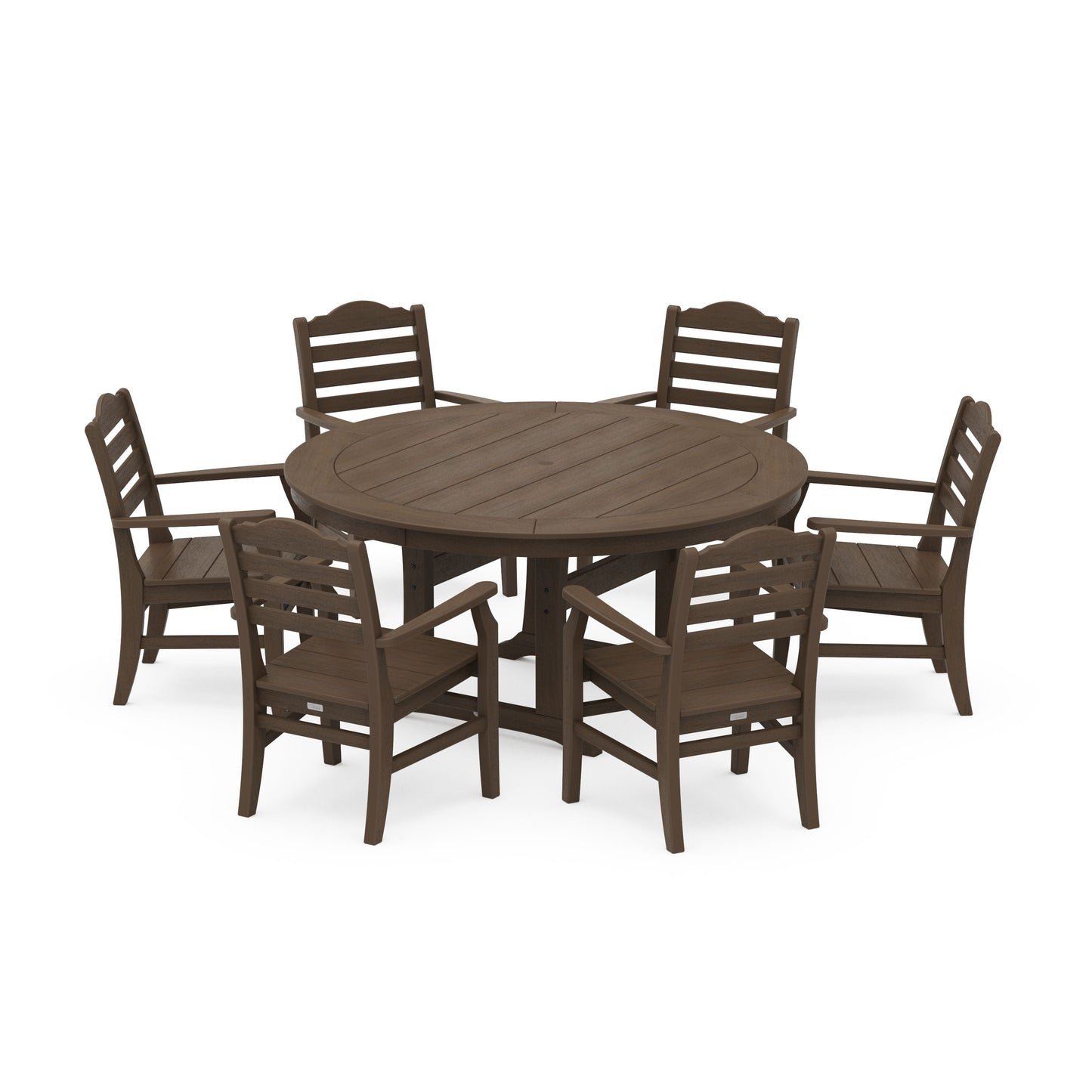 POLYWOOD Savannah 7-Piece Arm Chair Round Dining Set — Kona