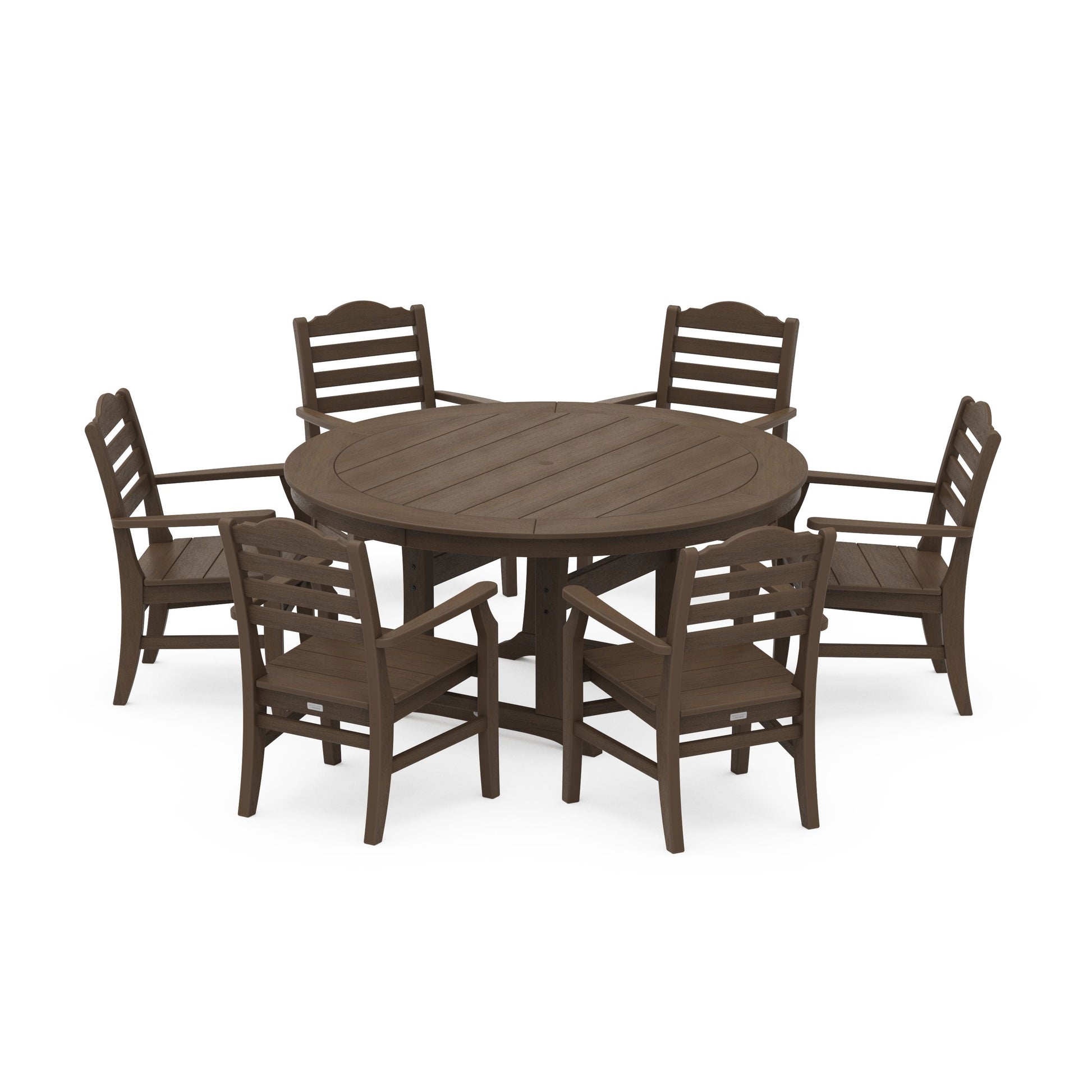 POLYWOOD Savannah 7-Piece Arm Chair Round Dining Set — Kona