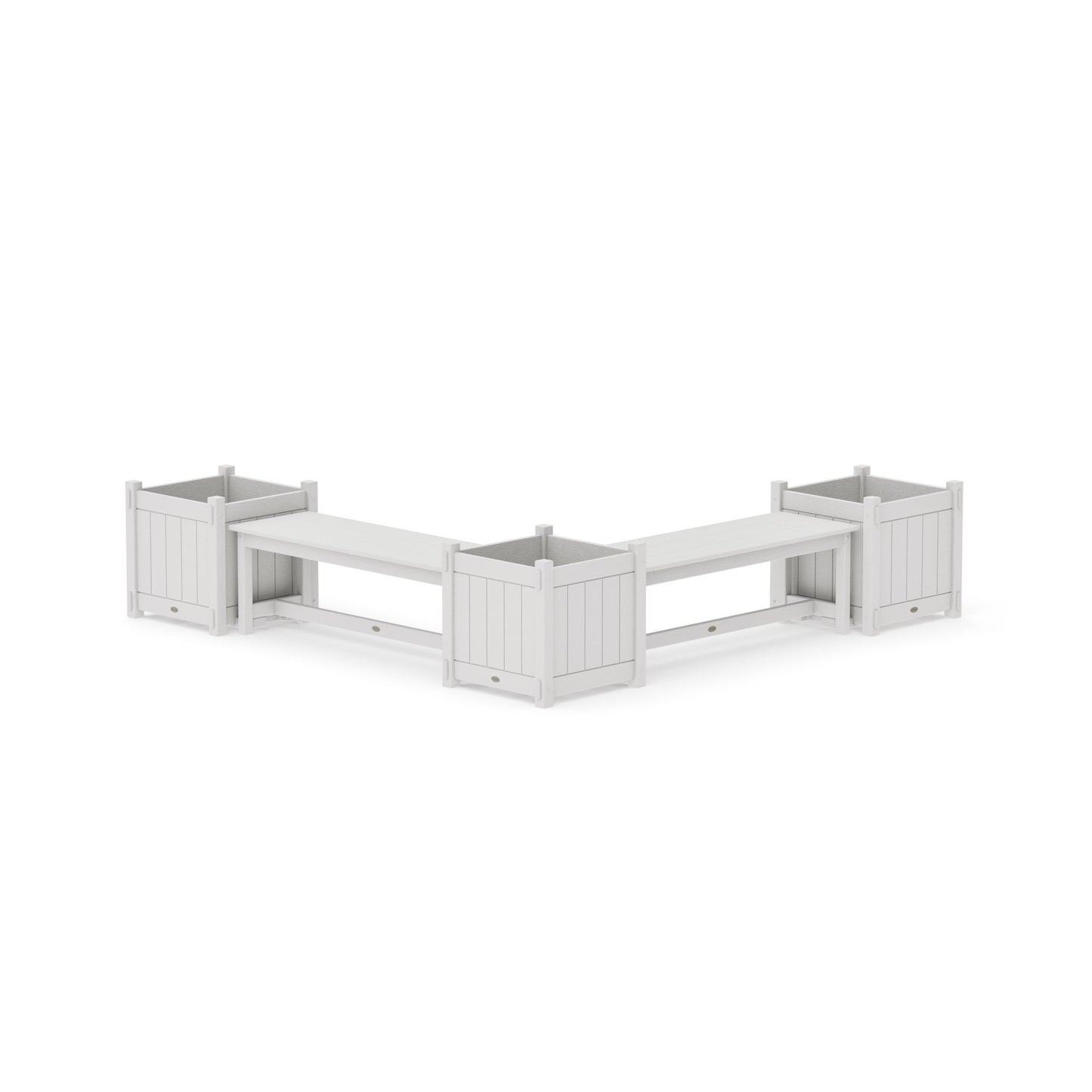POLYWOOD 48" Vineyard L- Shaped Planter Bench Corner Set - Large — Vintage White