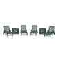 POLYWOOD Chinoiserie 6-Piece Chaise Set with Umbrella Stand Accent Table — Green