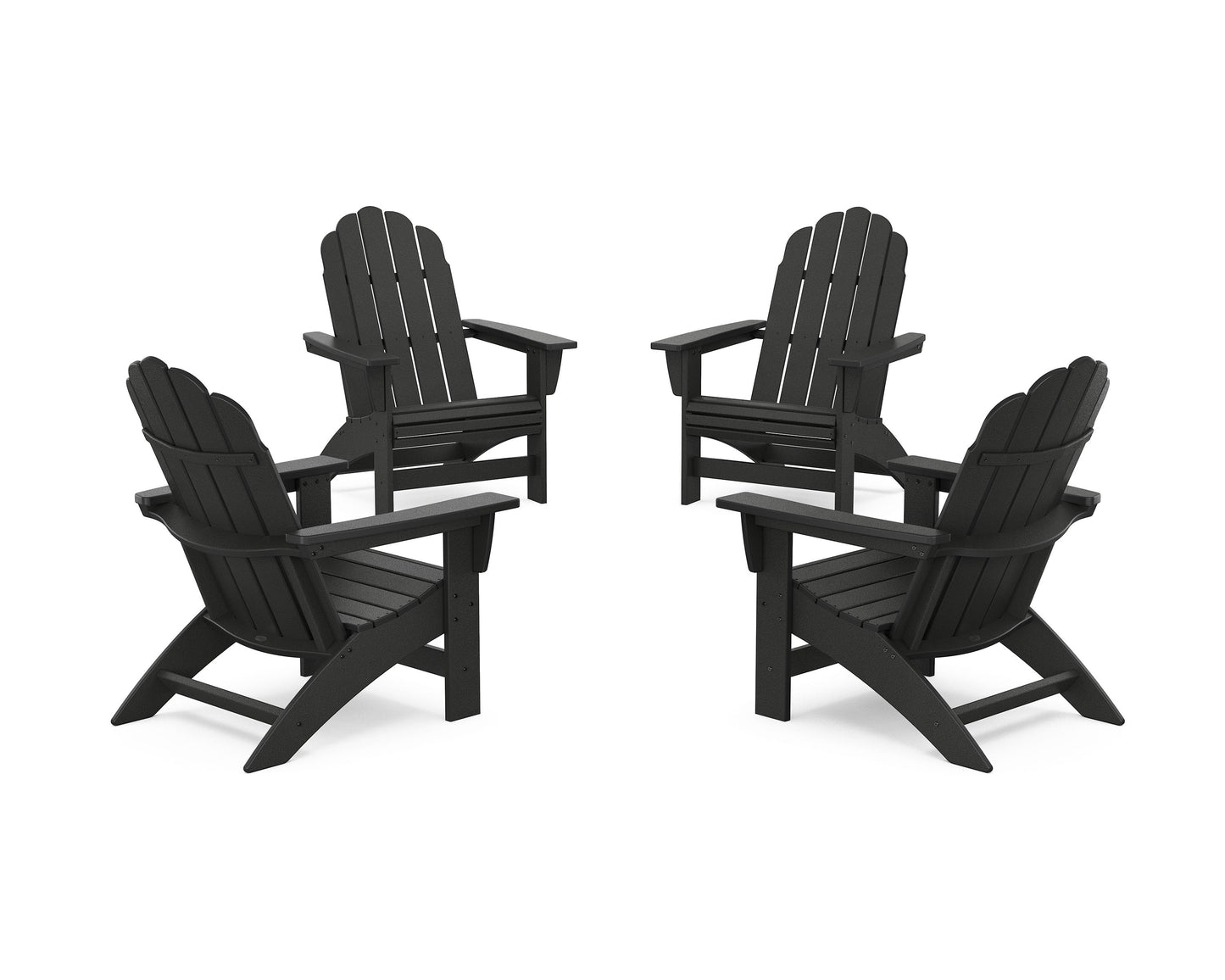 POLYWOOD 4-Piece Vineyard Grand Adirondack Chair Conversation Set — Black
