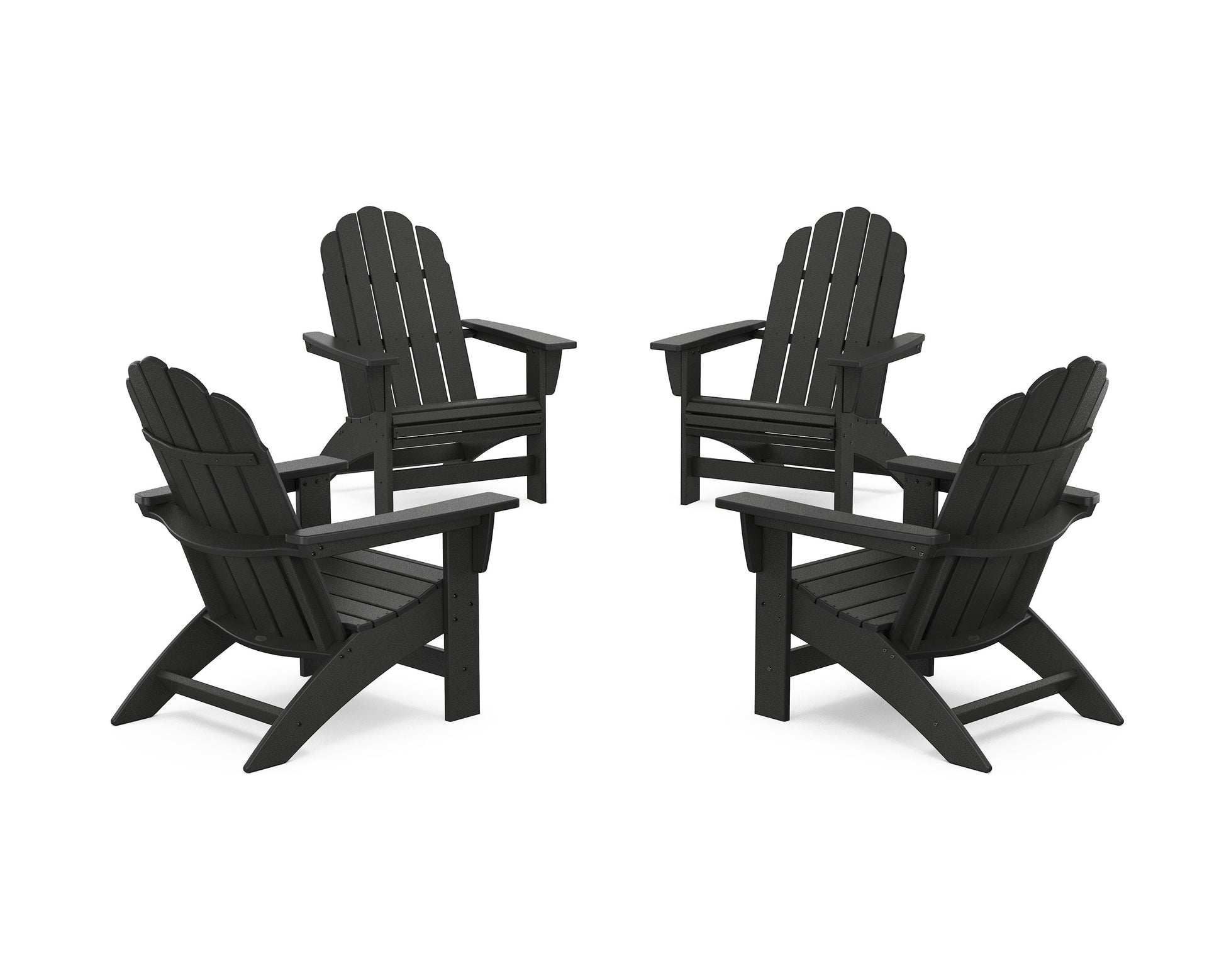 POLYWOOD 4-Piece Vineyard Grand Adirondack Chair Conversation Set — Black