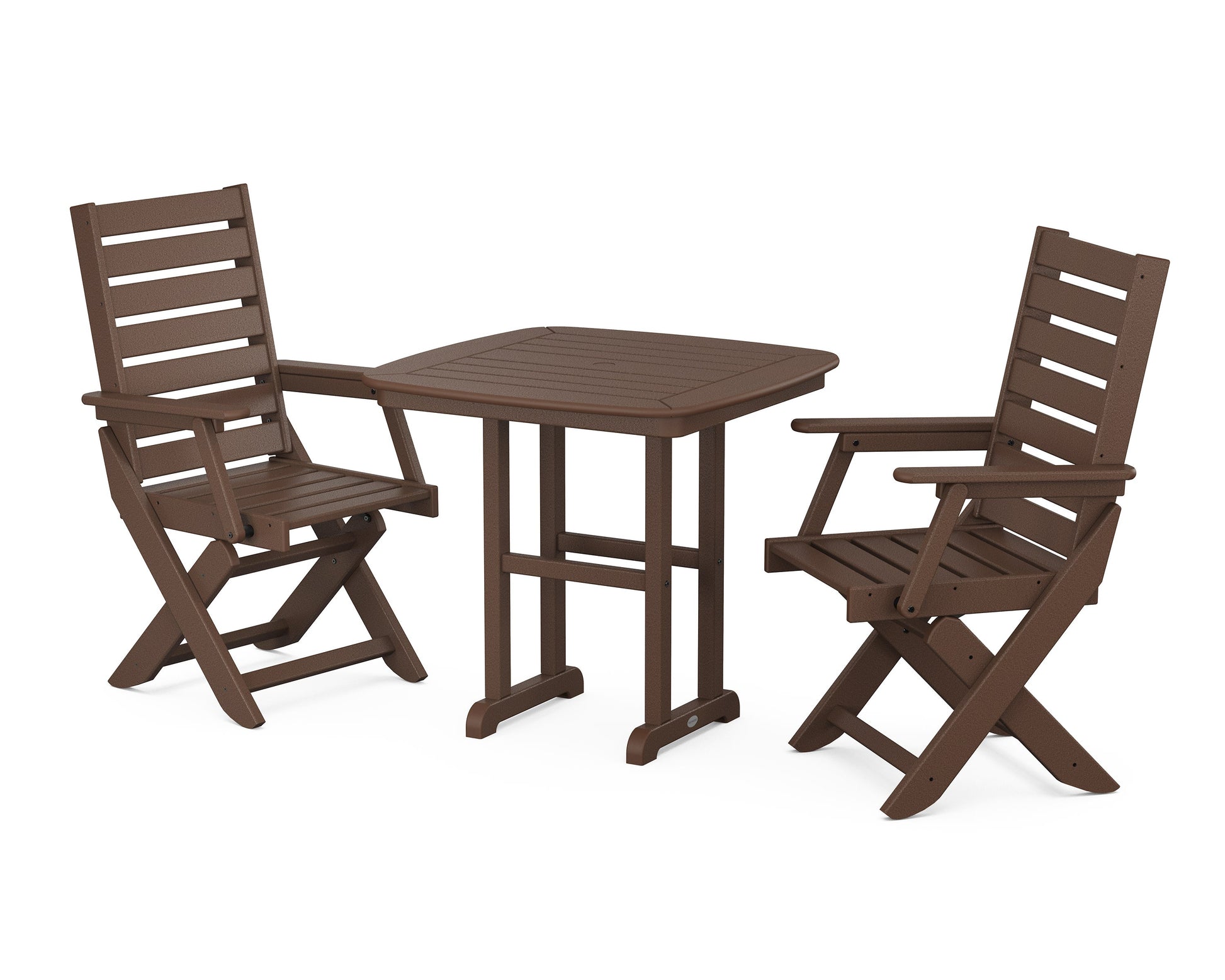 POLYWOOD Captain Folding Chair 3-Piece Dining Set — Mahogany