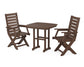 POLYWOOD Captain Folding Chair 3-Piece Dining Set — Mahogany