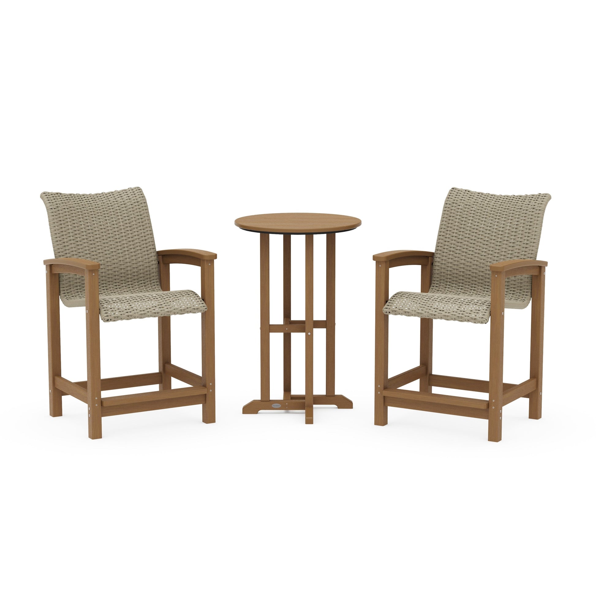 POLYWOOD Coastal Woven 3-Piece Farmhouse Counter Set — Natural / Dune Grass
