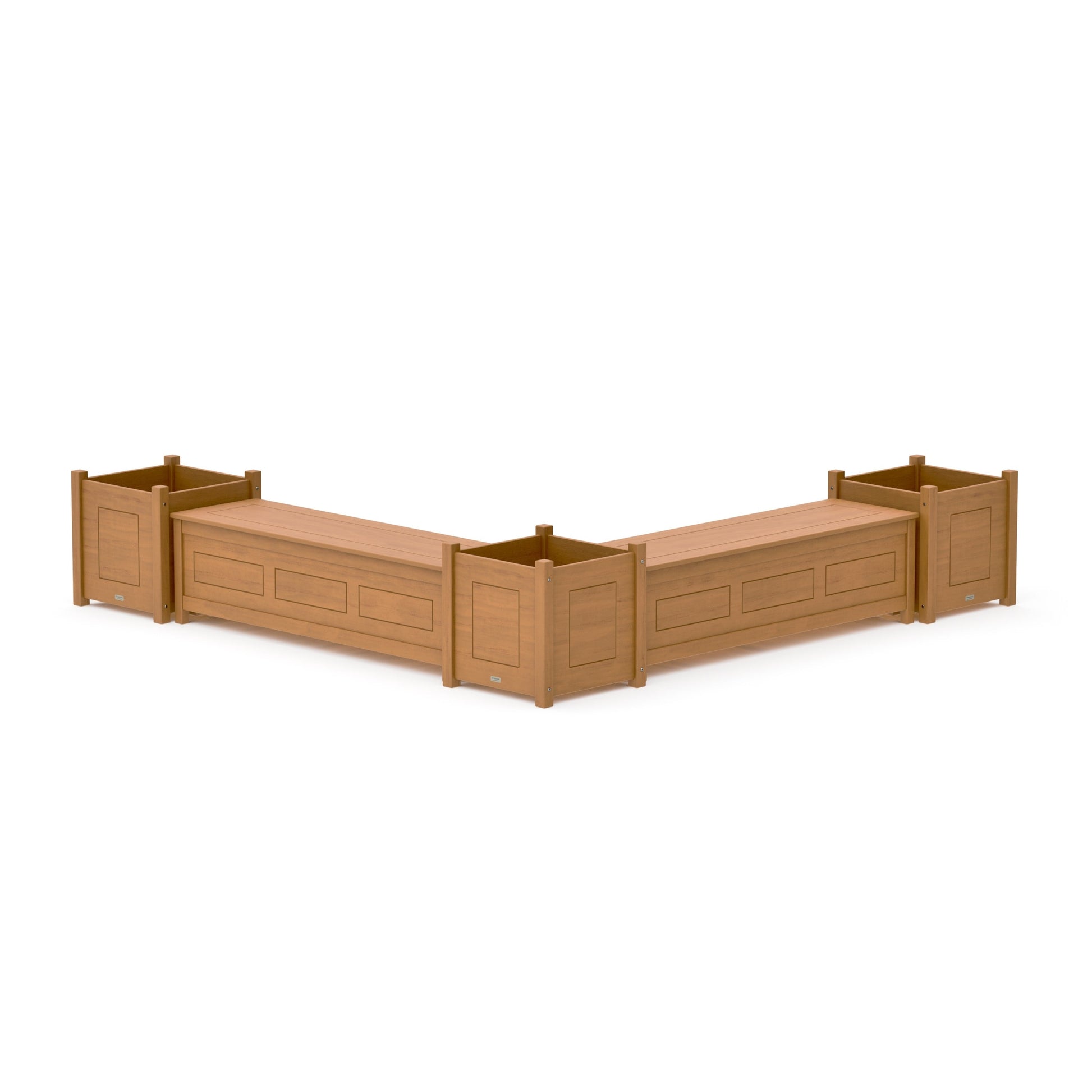 POLYWOOD 60" Country Living L- Shaped Planter Storage Bench Corner Set- Large — Natural
