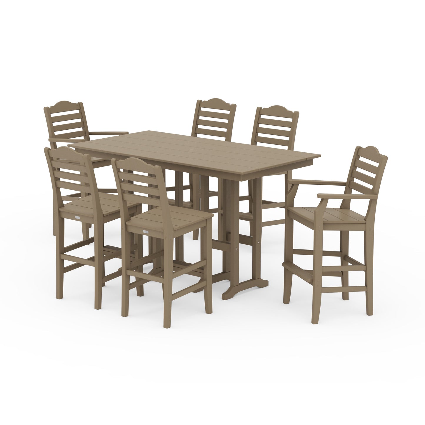 POLYWOOD Savannah 7-Piece Farmhouse Bar Set — Vintage Sahara