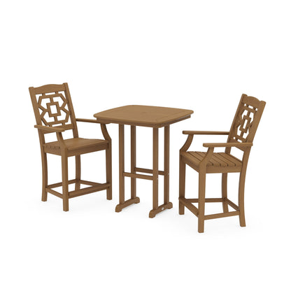 POLYWOOD Chinoiserie 3-Piece Counter Set — Natural