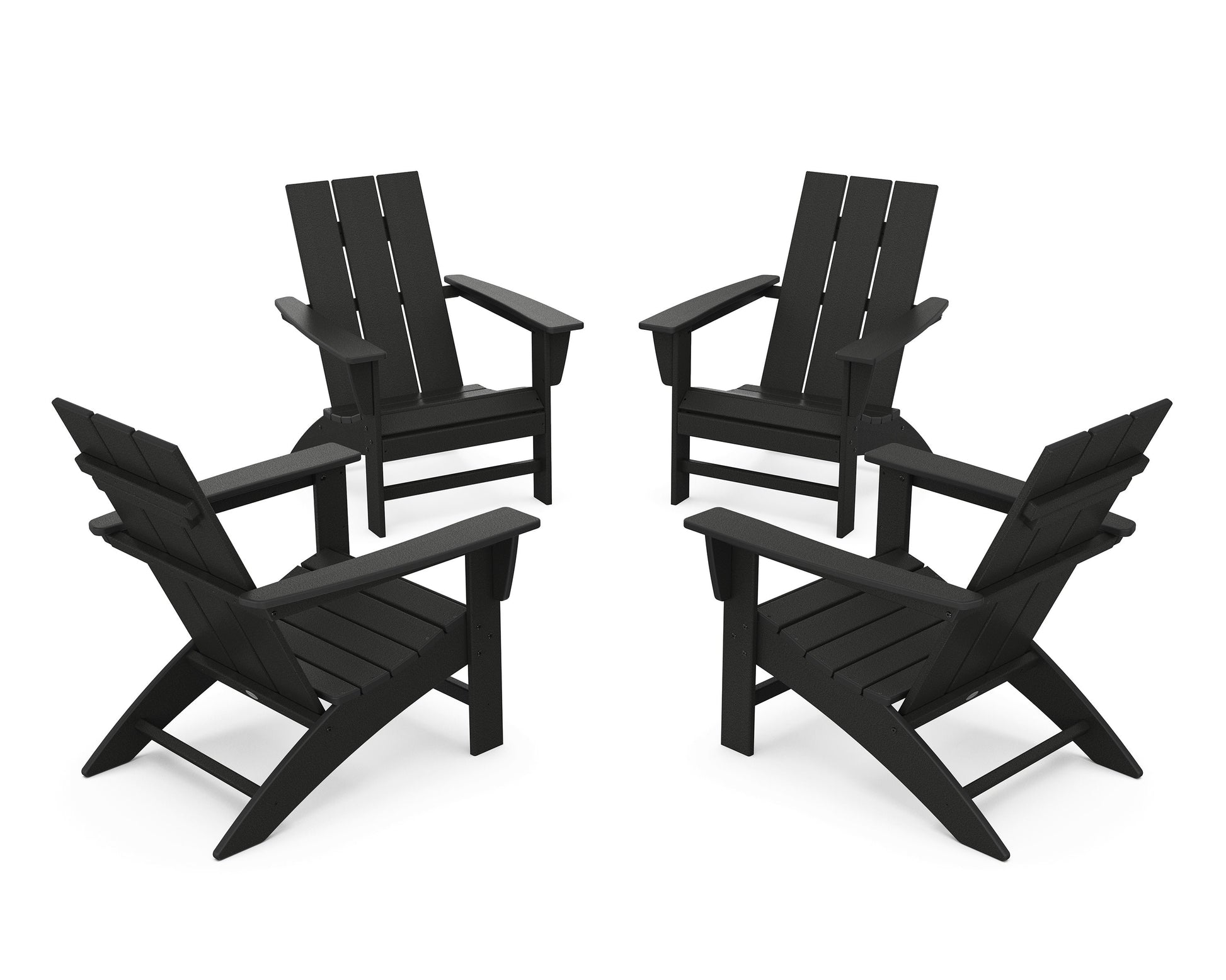 POLYWOOD 4-Piece Modern Adirondack Chair Conversation Set — Black