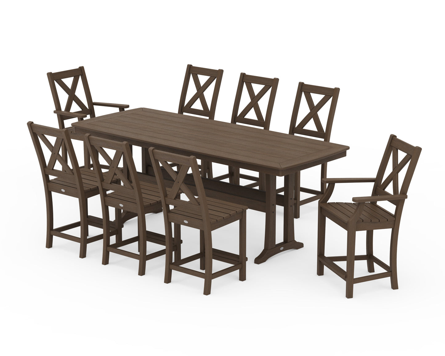 POLYWOOD Braxton 9-Piece Counter Set with Trestle Legs — Kona