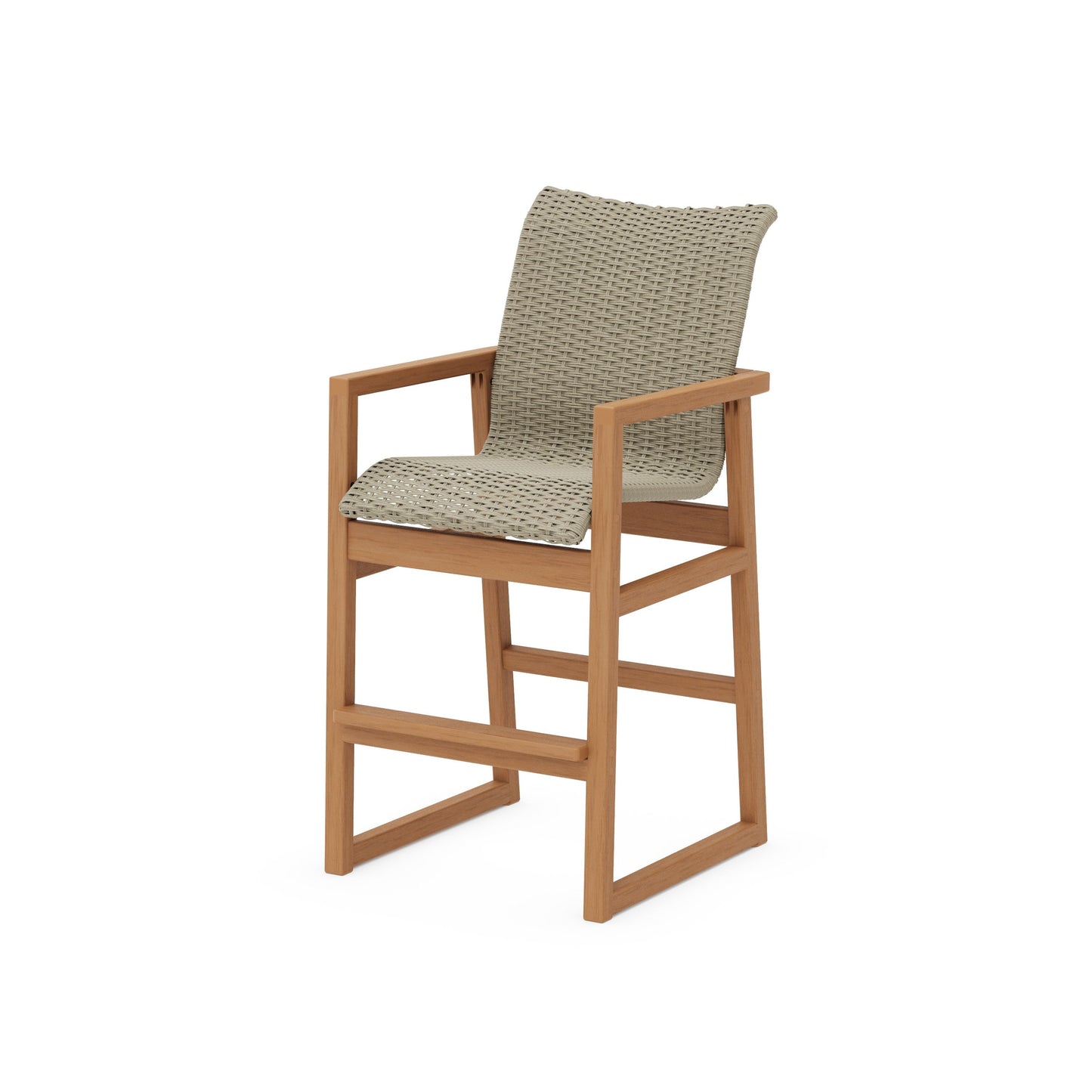 POLYWOOD EDGE Woven Bar Arm Chair — Natural / Dune Grass