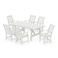 POLYWOOD Chinoiserie Arm Chair 7-Piece Rustic Farmhouse Dining Set — Vintage White