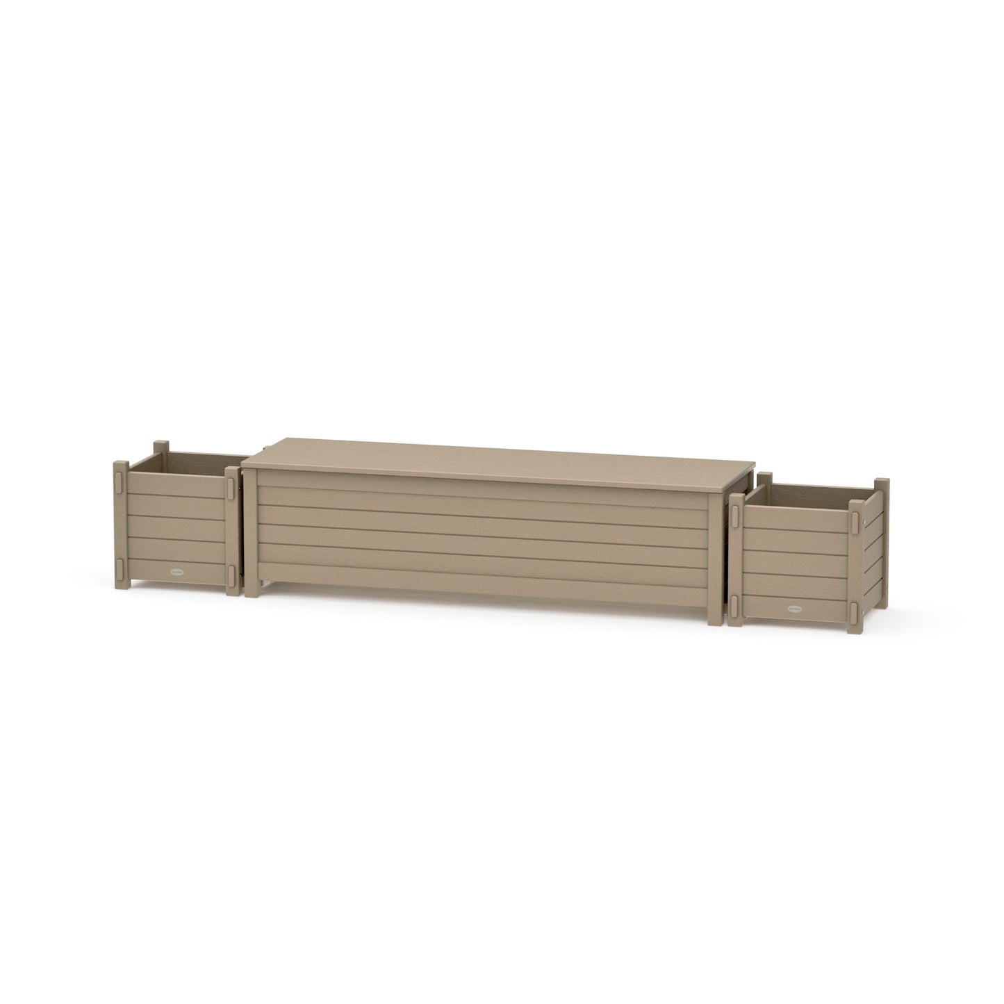 POLYWOOD 60" Nautical Straight Planter Storage Bench Set — Vintage Sahara