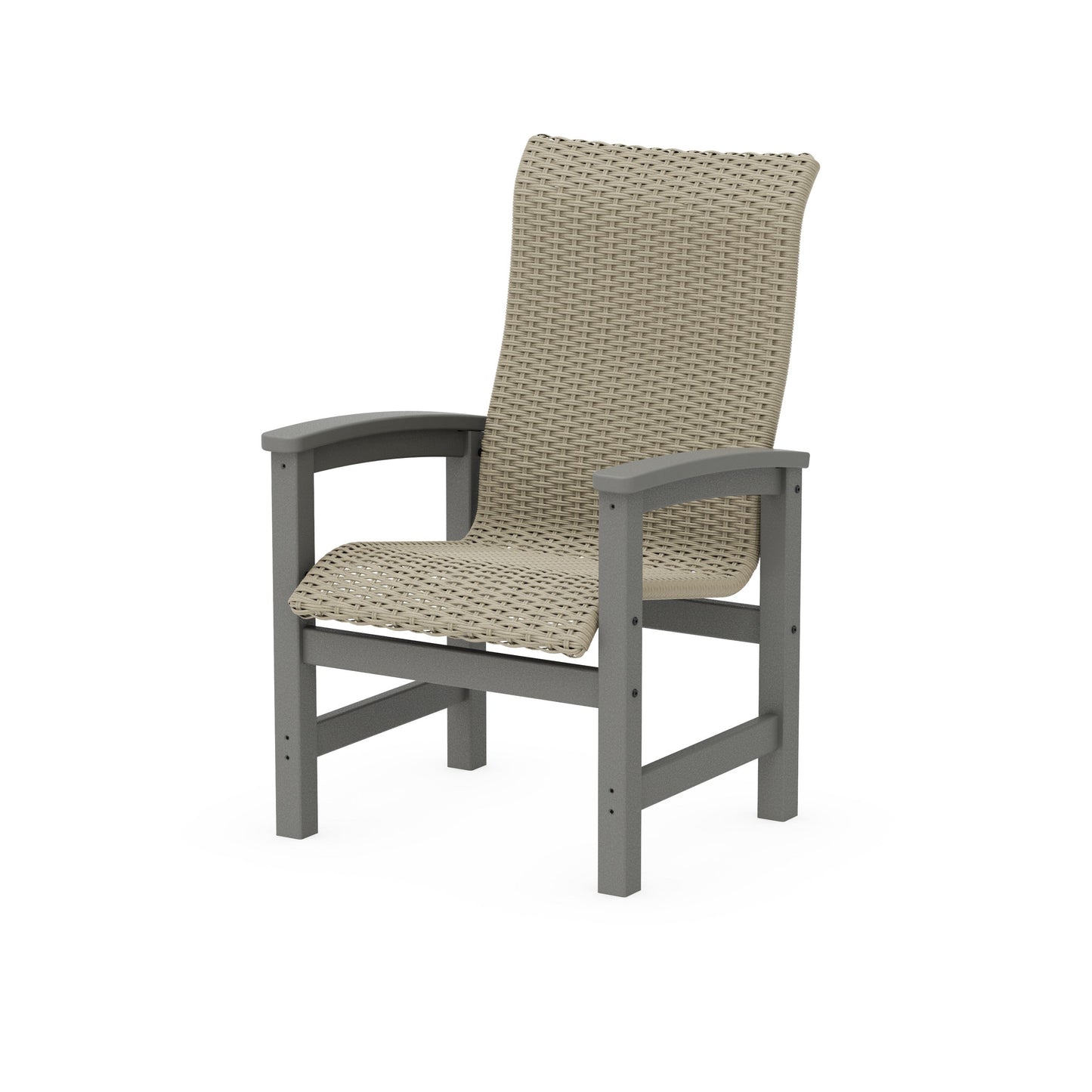 POLYWOOD Coastal Woven High-Back Dining Chair — Slate Grey / Dune Grass