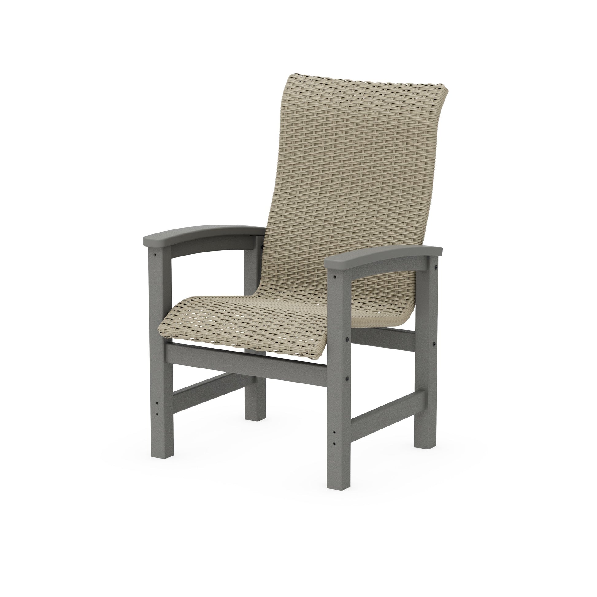POLYWOOD Coastal Woven High-Back Dining Chair — Slate Grey / Dune Grass