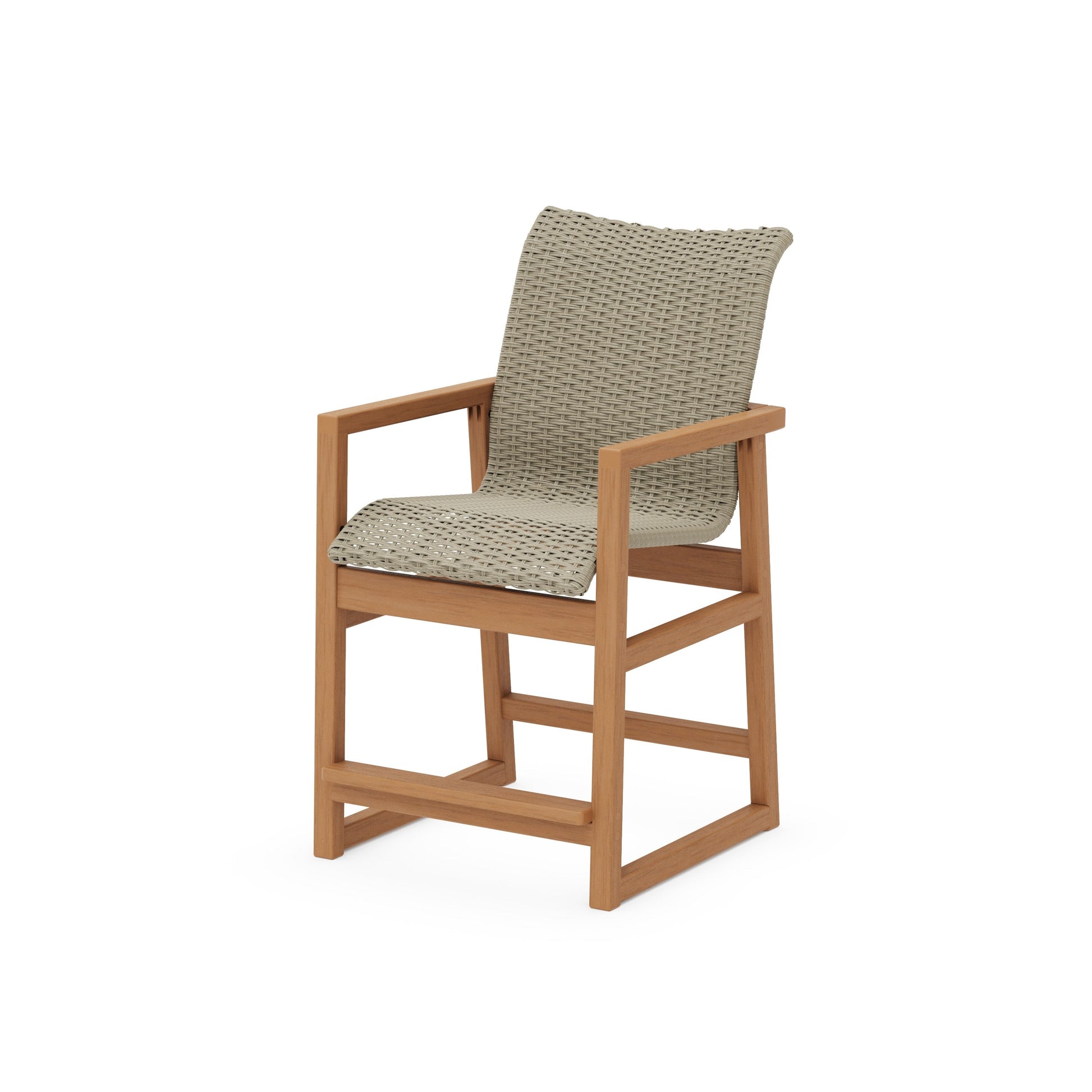 POLYWOOD EDGE Woven Counter Arm Chair — Natural / Dune Grass