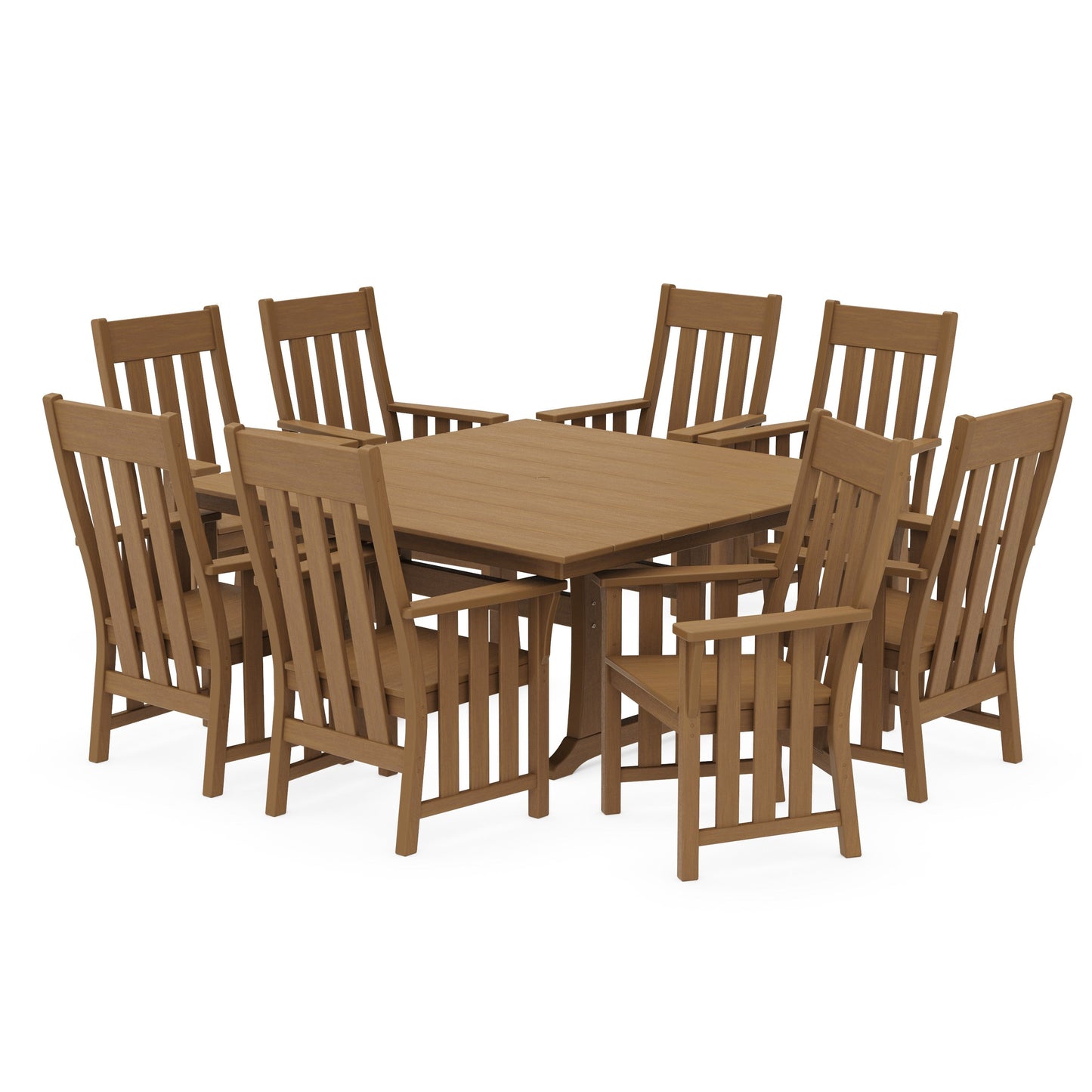POLYWOOD Acadia 9-Piece Square Farmhouse Dining Set with Trestle Legs — Natural