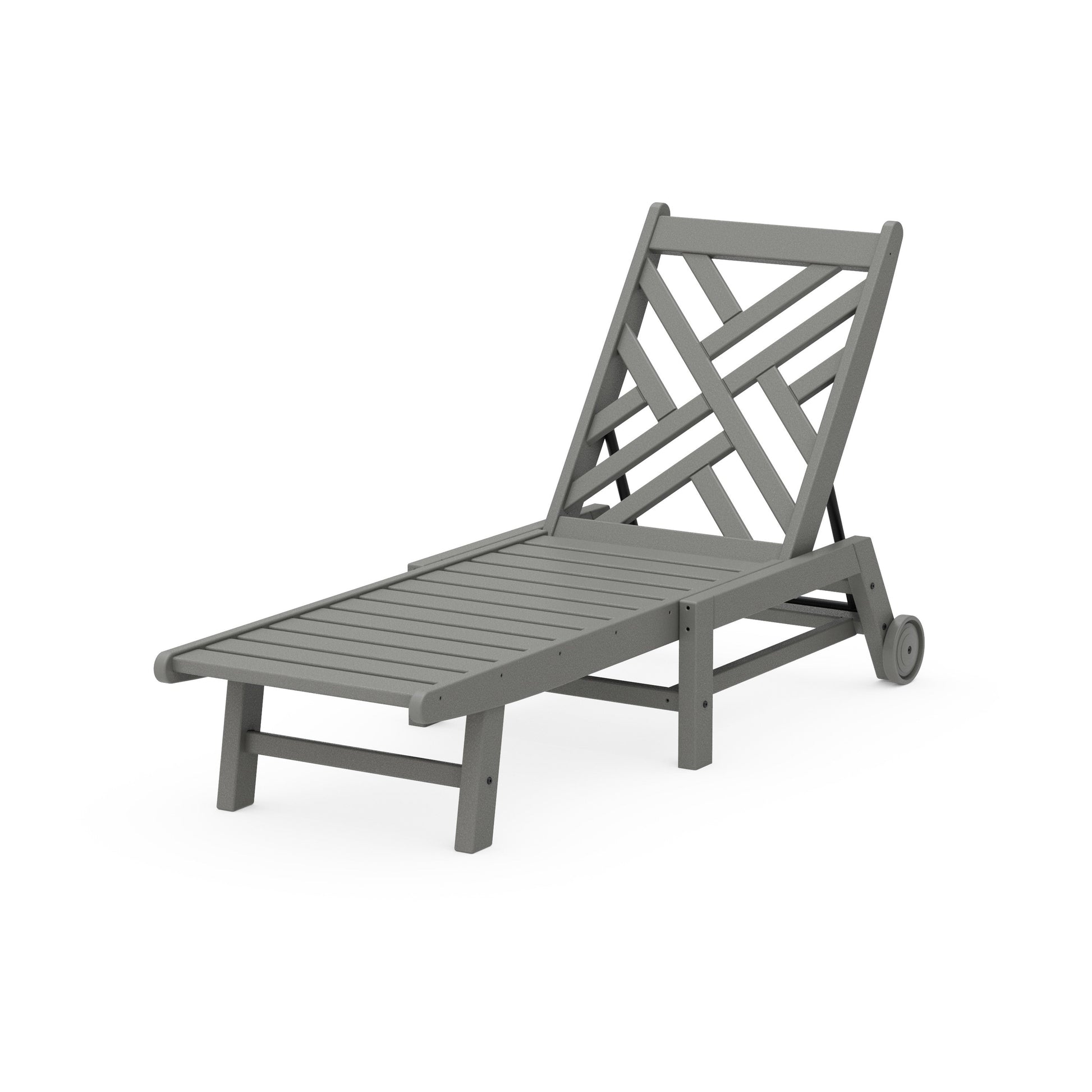 POLYWOOD Chippendale Chaise with Wheels — Slate Grey