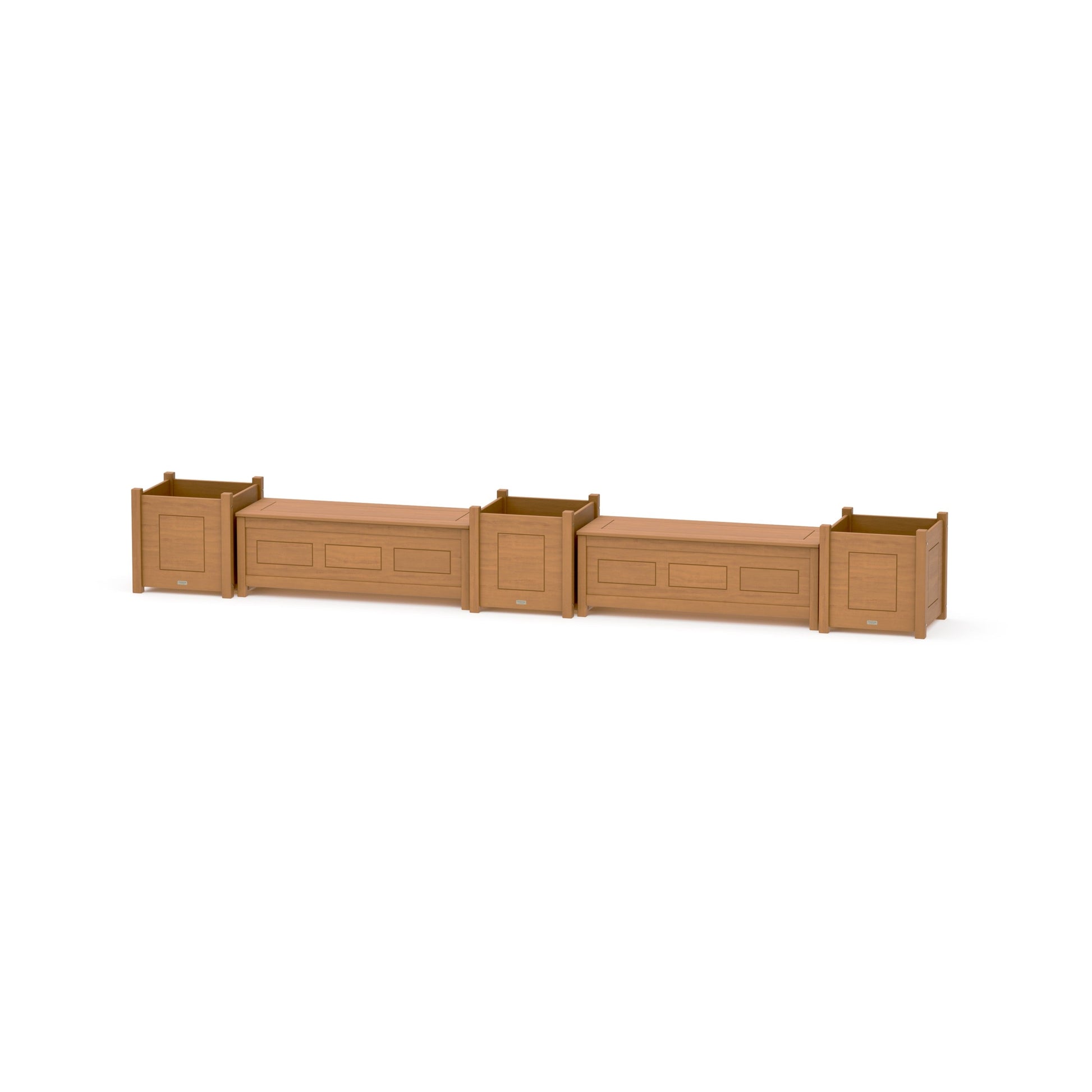 POLYWOOD 48" Country Living Straight Double Planter Storage Bench Set- Large — Natural