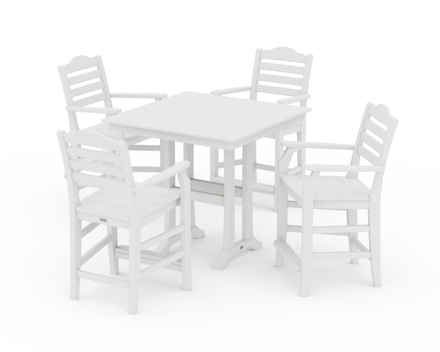 POLYWOOD Savannah 5-Piece Farmhouse Counter Set with Trestle Legs — White