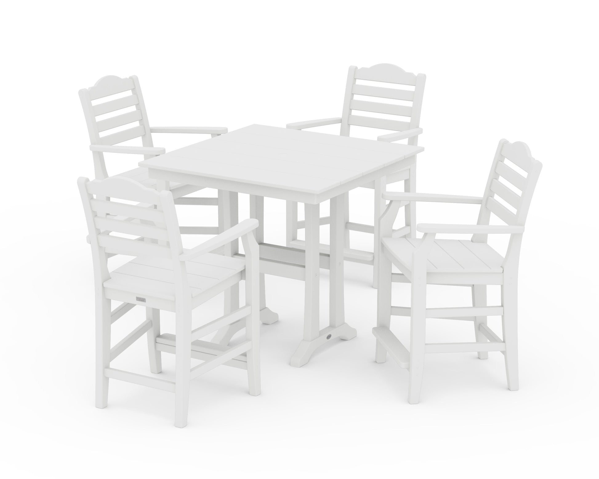 POLYWOOD Savannah 5-Piece Farmhouse Counter Set with Trestle Legs — White