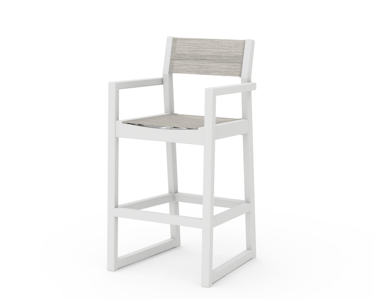 POLYWOOD EDGE Sling Bar Arm Chair — White / Birch Sling