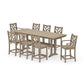POLYWOOD Chippendale 9-Piece Farmhouse Counter Set with Trestle Legs — Vintage Sahara
