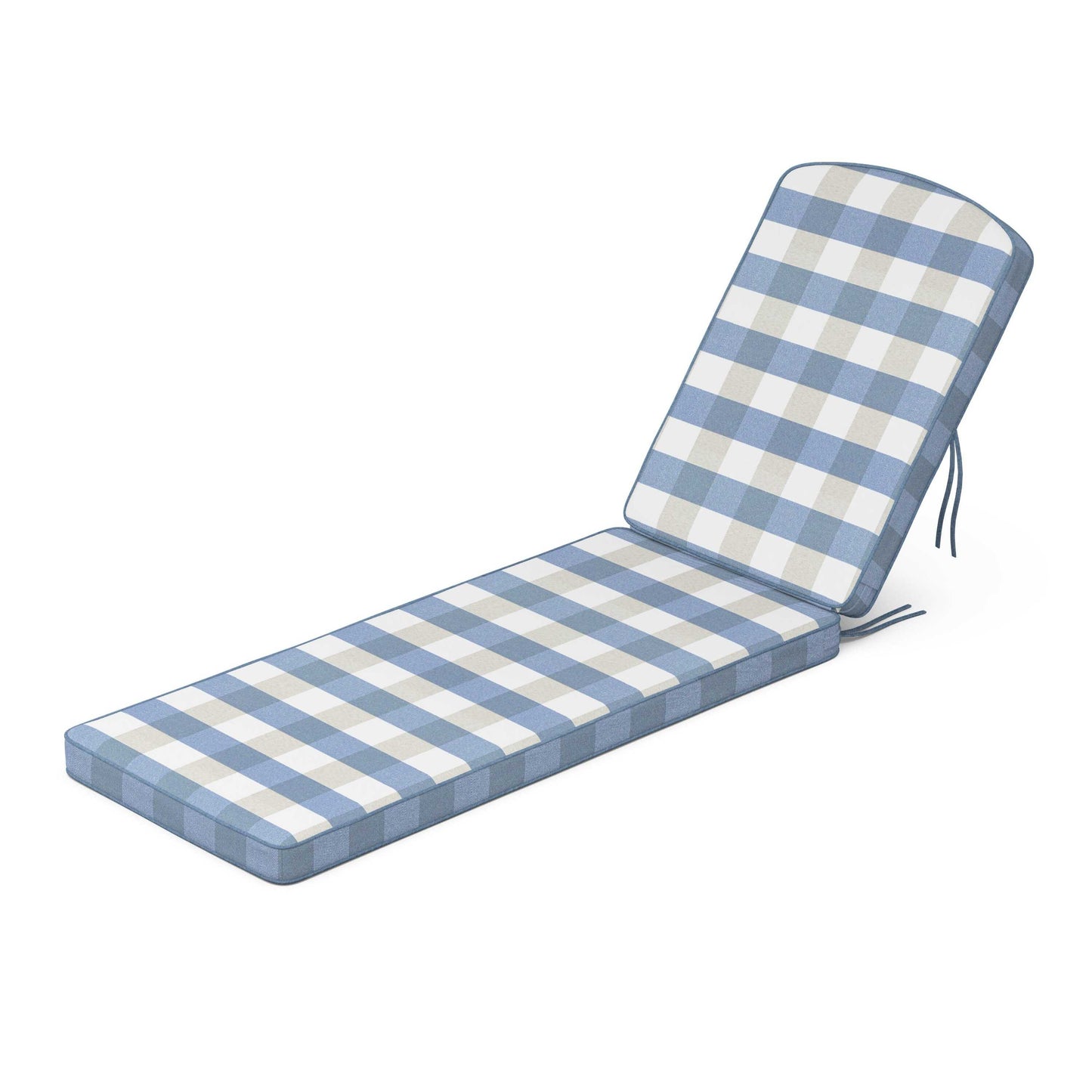 POLYWOOD Chinoiserie Chaise Cushion — Buffalo Plaid Sky Blue
