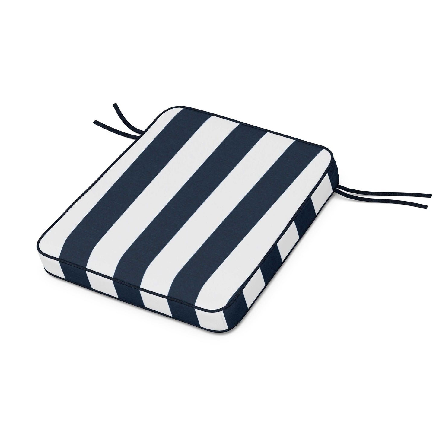 POLYWOOD Chinoiserie Rocker Seat Cushion — Cabana Stripe Marine Indigo