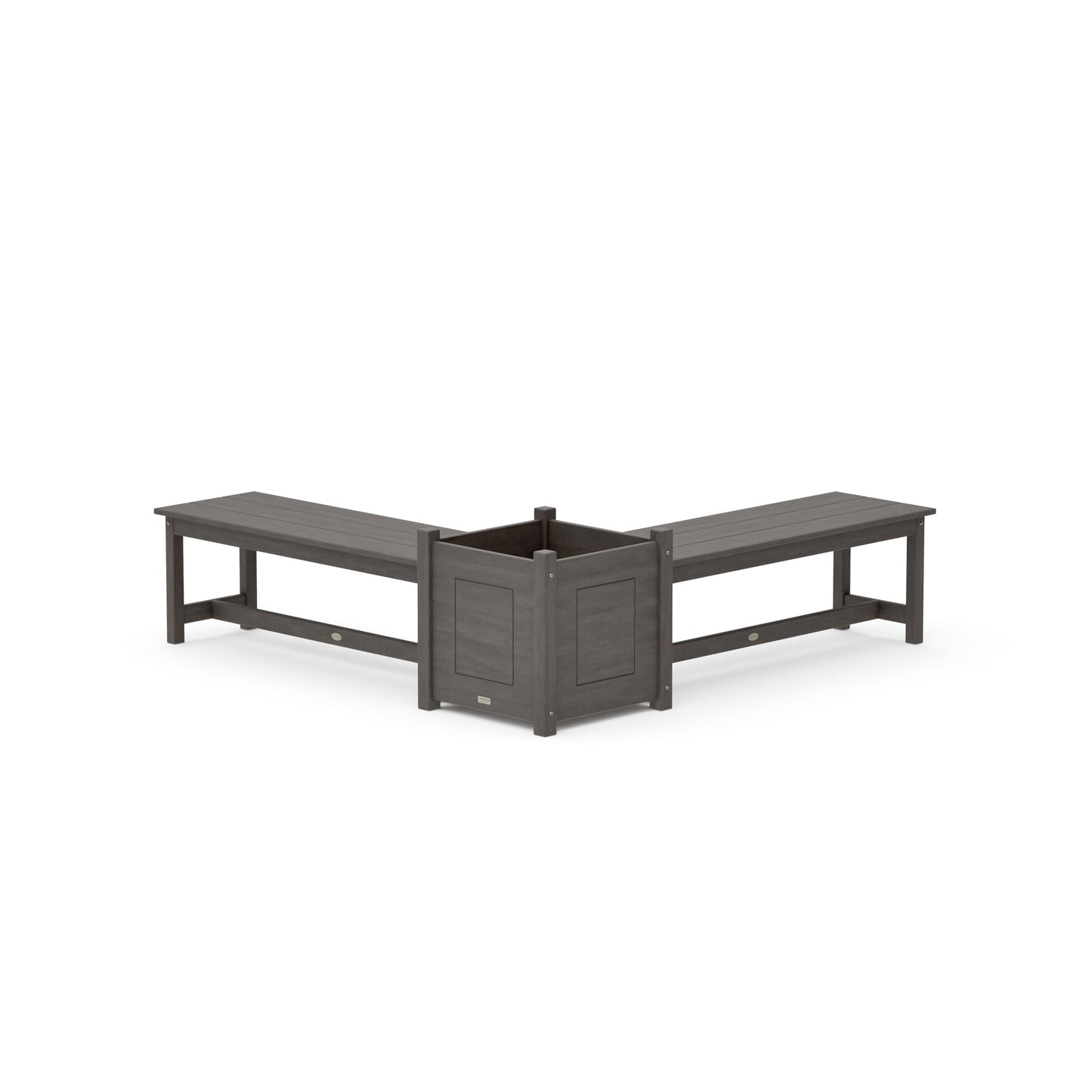 POLYWOOD 48" Country Living L- Shaped Planter Bench Set- Large — Driftwood