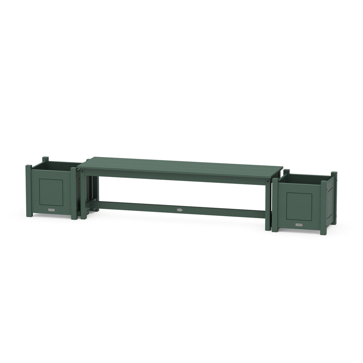 POLYWOOD 60" Country Living Straight Planter Bench Set — Green
