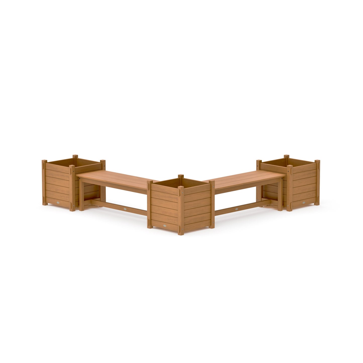 POLYWOOD 48" Nautical L- Shaped Planter Bench Corner Set - Large — Natural